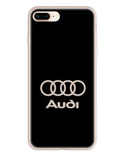Чехол для iPhone 8 Plus с картинкой «Audi — золотой логотип»