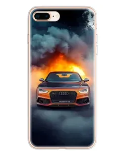 Чехол для iPhone 8 Plus с картинкой «Audi в огненном дыму»