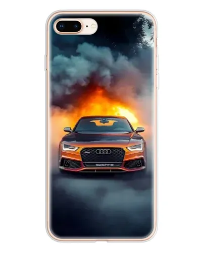 Чехол для iPhone 8 Plus с картинкой «Audi в огненном дыму»