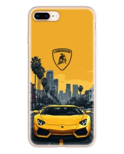 Чехол для iPhone 8 Plus с картинкой «Желтый Lamborghini город»