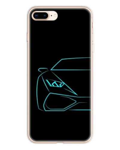 Чехол для iPhone 8 Plus с картинкой «Голубой силуэт Lamborghini»
