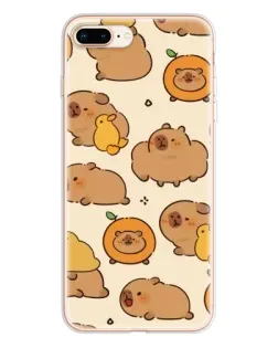 Чехол для iPhone 8 Plus с картинкой «Капибары с апельсинами»