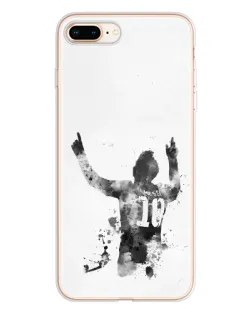 Чехол для iPhone 8 Plus с картинкой «Черно-белый силуэт Месси»