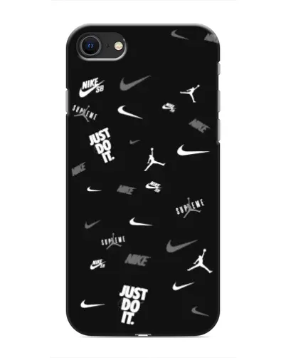 Чехол для iPhone SE (2020) с картинкой «Nike Black Pattern» Чехол для iPhone SE (2020) с картинкой «Nike Black Pattern»