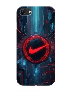 Чехол для iPhone SE (2020) с картинкой «Техногенный стиль Nike»