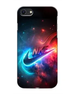 Чехол для iPhone SE (2020) с картинкой «Огненный логотип Nike»