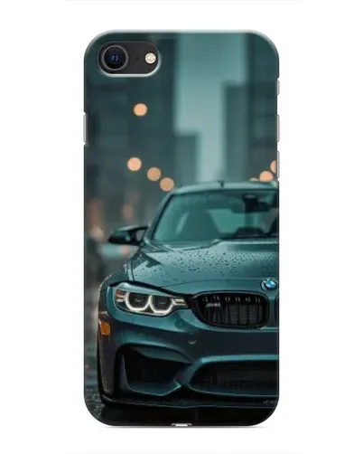 Чехол для iPhone SE (2020) с картинкой «BMW в огнях города»