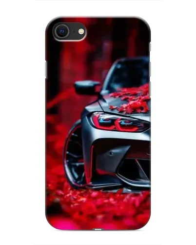Чехол для iPhone SE (2020) с картинкой «Спортивная BMW и цветы»