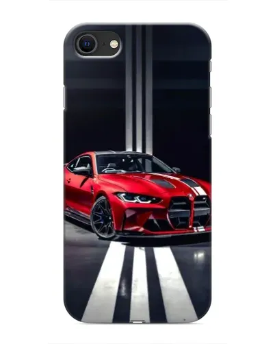 Чехол для iPhone SE (2020) с картинкой «Красная BMW на дороге»