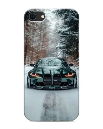 Чехол для iPhone SE (2020) с картинкой «BMW в зимнем лесу»