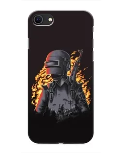 Чехол для iPhone SE (2020) с картинкой «PUBG — огненный силуэт»