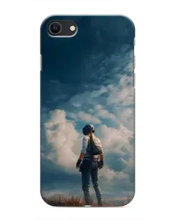 Чехол для iPhone SE (2020) с картинкой «Герой PUBG на скале»