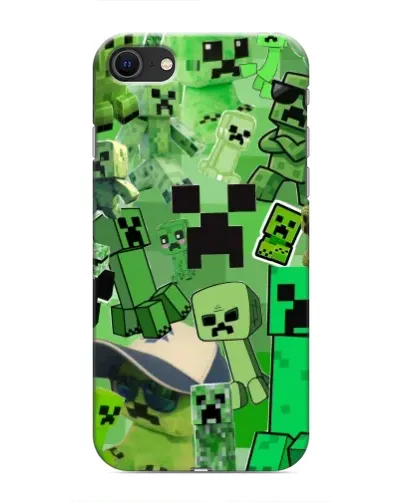 Чехол для iPhone SE (2020) с картинкой «Криперы Minecraft»
