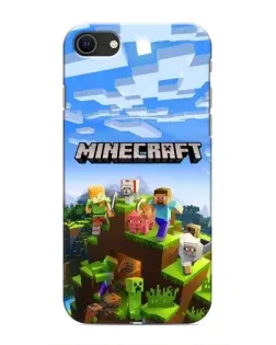 Чехол для iPhone SE (2020) с картинкой «Minecraft классический мир»