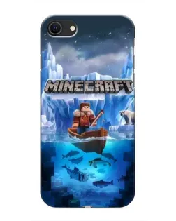 Чехол для iPhone SE (2020) с картинкой «Minecraft ледяной мир»