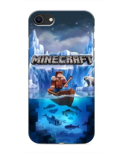 Чехол для iPhone SE (2020) с картинкой «Minecraft ледяной мир»