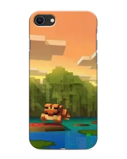 Чехол для iPhone SE (2020) с картинкой «Майнкрафт закат солнца»