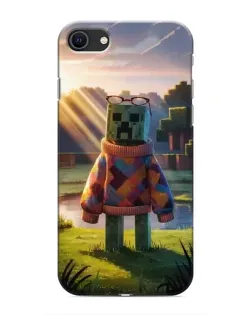 Чехол для iPhone SE (2020) с картинкой «Крипер в свитере»
