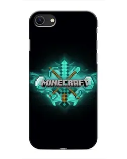 Чехол для iPhone SE (2020) с картинкой «Minecraft Diamond лого»