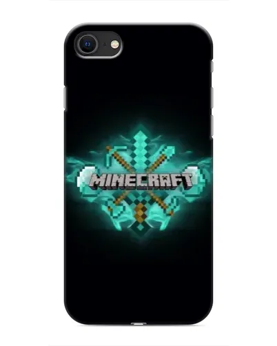 Чехол для iPhone SE (2020) с картинкой «Minecraft Diamond лого»