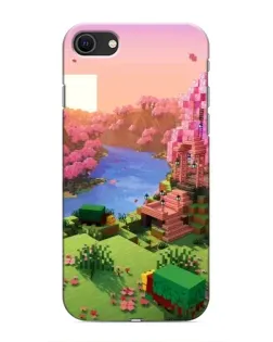 Чехол для iPhone SE (2020) с картинкой «Розовое дерево Minecraft»
