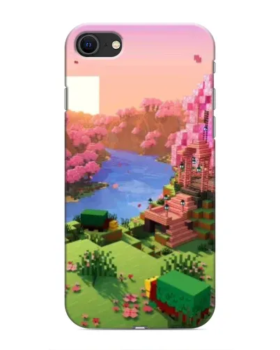 Чехол для iPhone SE (2020) с картинкой «Розовое дерево Minecraft»