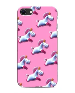 Чехол для iPhone SE (2020) с картинкой «Единороги на розовом»