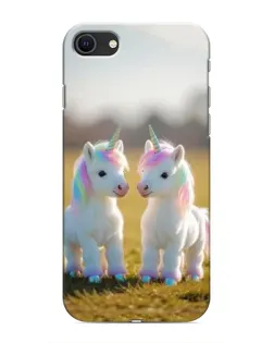 Чехол для iPhone SE (2020) с картинкой «Пара единорогов»
