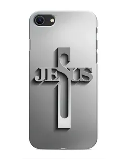 Чехол для iPhone SE (2020) с картинкой «Металлический крест Jesus»