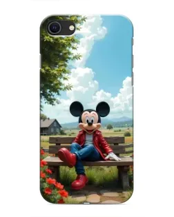 Чехол для iPhone SE (2020) с картинкой «Микки на скамейке»