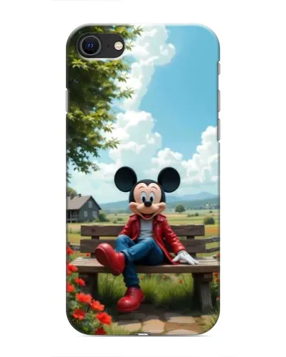Чехол для iPhone SE (2020) с картинкой «Микки на скамейке»