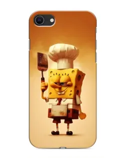 Чехол для iPhone SE (2020) с картинкой «Губка Боб повар»