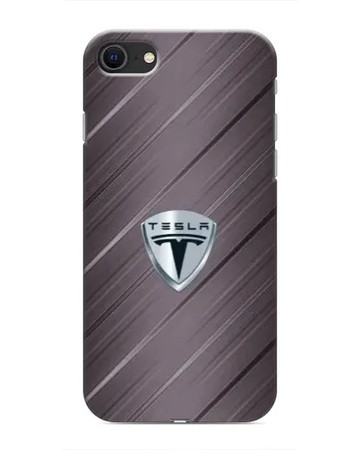 Чехол для iPhone SE (2020) с картинкой «Металлическая текстура Tesla»
