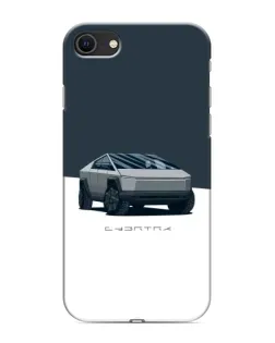 Чехол для iPhone SE (2020) с картинкой «Серебристый Cybertruck Tesla»