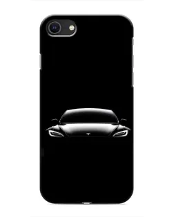 Чехол для iPhone SE (2020) с картинкой «Фары Tesla Night»