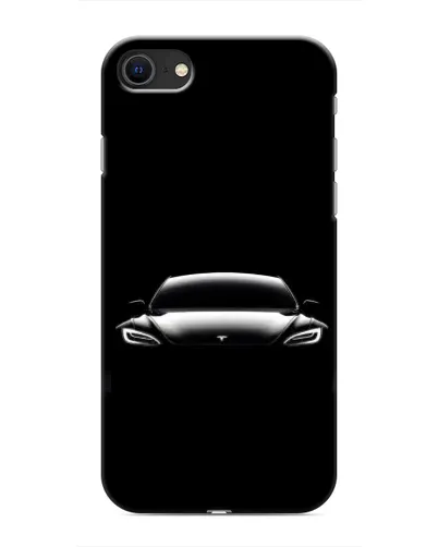 Чехол для iPhone SE (2020) с картинкой «Фары Tesla Night»