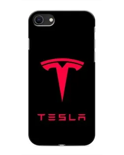Чехол для iPhone SE (2020) с картинкой «Tesla Red Logo»