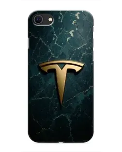 Чехол для iPhone SE (2020) с картинкой «Мраморная Tesla Gold»