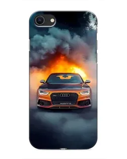 Чехол для iPhone SE (2020) с картинкой «Audi в огненном дыму»