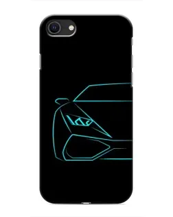 Чехол для iPhone SE (2020) с картинкой «Голубой силуэт Lamborghini»