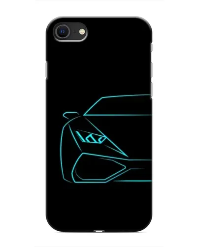 Чехол для iPhone SE (2020) с картинкой «Голубой силуэт Lamborghini»