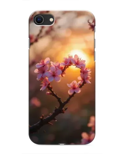 Чехол для iPhone SE (2020) с картинкой «Розовый цвет сердце на фоне заката»