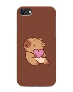 Чехол для iPhone SE (2020) с картинкой «Капибара с сердцем»