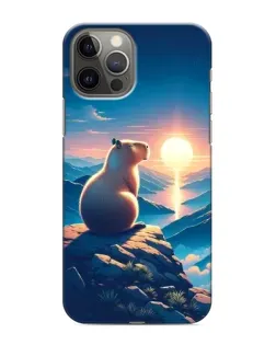 Чехол для iPhone 11 Pro с картинкой «Закат солнца с капибарой»