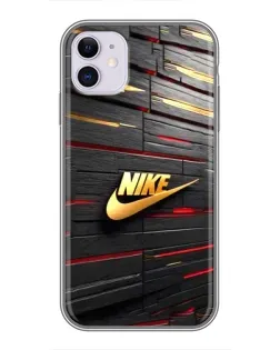 Чехол для iPhone 11 с картинкой «Золотой Nike на металле»