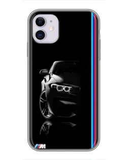Чехол для iPhone 11 с картинкой «Силуэт BMW в темноте»