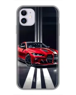Чехол для iPhone 11 с картинкой «Красная BMW на дороге»