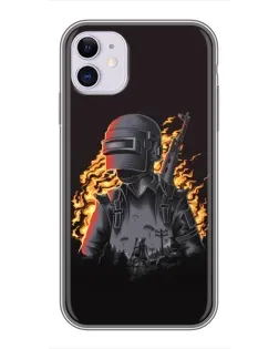 Чехол для iPhone 11 с картинкой «PUBG — огненный силуэт»
