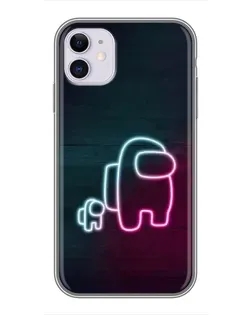 Чехол для iPhone 11 с картинкой «Among Us неон-арт»