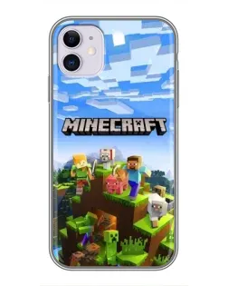 Чехол для iPhone 11 с картинкой «Minecraft классический мир»